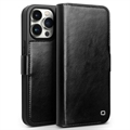 iPhone 15 Pro Max Qialino Classic Kožna Novčanik-Futrola - Crna